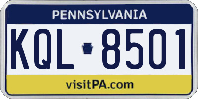 PA license plate KQL8501