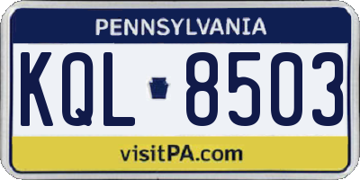 PA license plate KQL8503