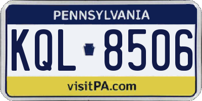 PA license plate KQL8506