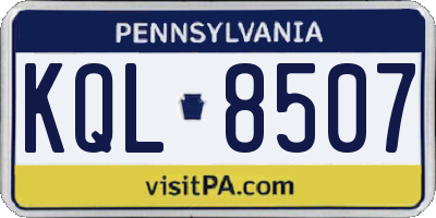 PA license plate KQL8507