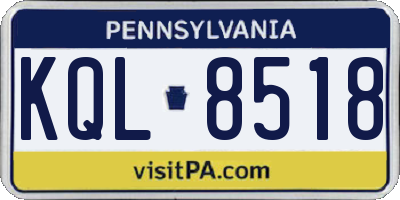 PA license plate KQL8518