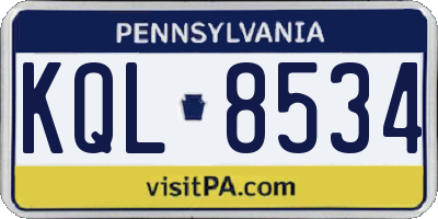 PA license plate KQL8534
