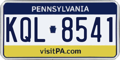 PA license plate KQL8541