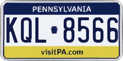 PA license plate KQL8566
