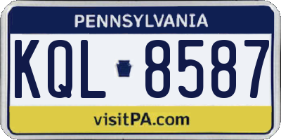 PA license plate KQL8587