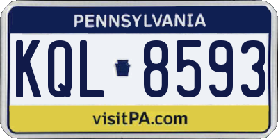 PA license plate KQL8593