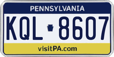 PA license plate KQL8607
