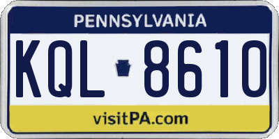 PA license plate KQL8610