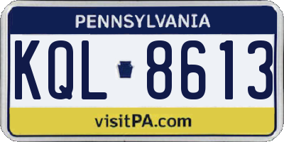 PA license plate KQL8613
