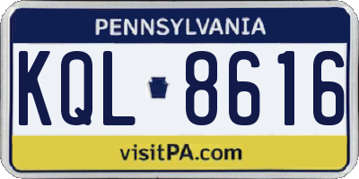 PA license plate KQL8616