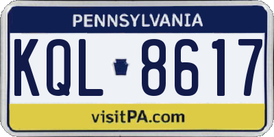 PA license plate KQL8617