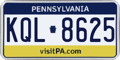 PA license plate KQL8625