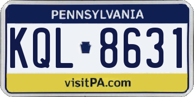 PA license plate KQL8631