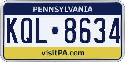 PA license plate KQL8634