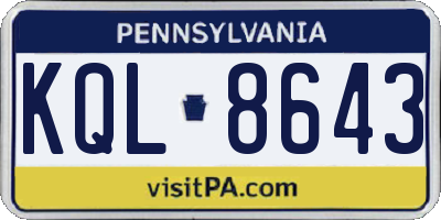 PA license plate KQL8643