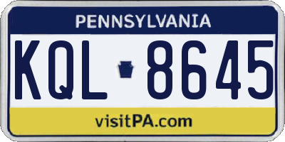 PA license plate KQL8645