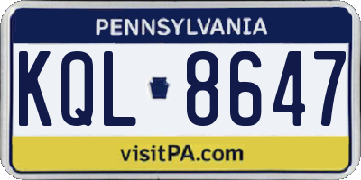 PA license plate KQL8647