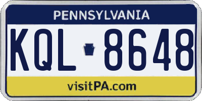 PA license plate KQL8648