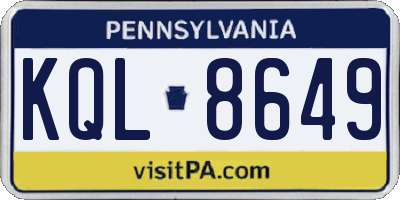 PA license plate KQL8649