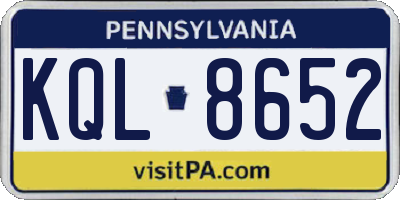 PA license plate KQL8652