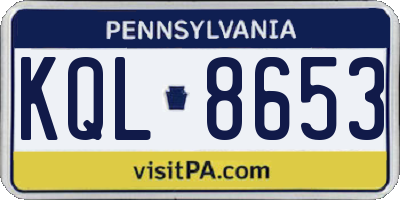 PA license plate KQL8653