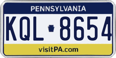 PA license plate KQL8654