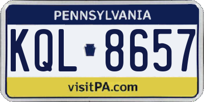 PA license plate KQL8657