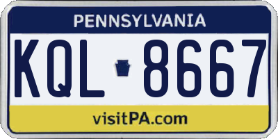 PA license plate KQL8667