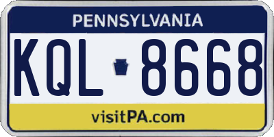 PA license plate KQL8668