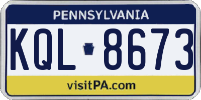 PA license plate KQL8673