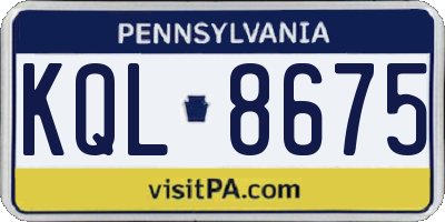 PA license plate KQL8675