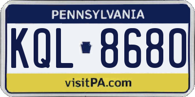 PA license plate KQL8680