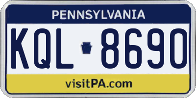 PA license plate KQL8690