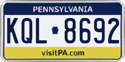 PA license plate KQL8692