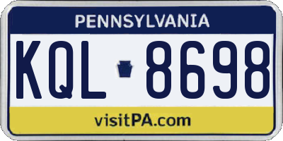PA license plate KQL8698