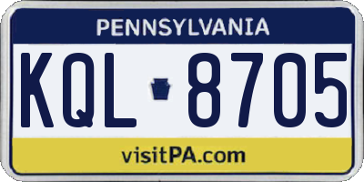 PA license plate KQL8705