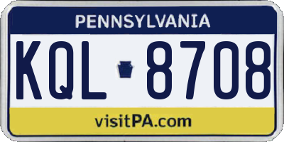 PA license plate KQL8708