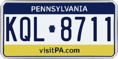 PA license plate KQL8711
