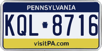 PA license plate KQL8716