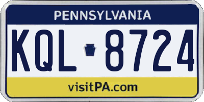 PA license plate KQL8724