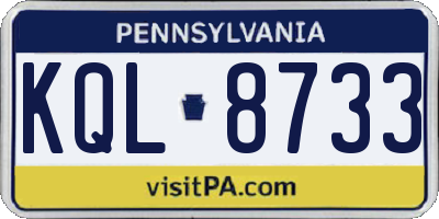PA license plate KQL8733