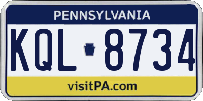 PA license plate KQL8734