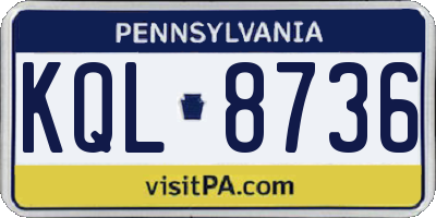 PA license plate KQL8736