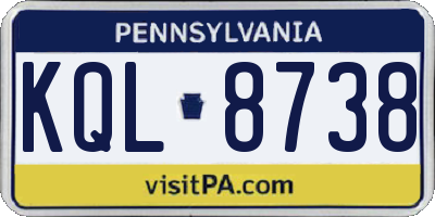 PA license plate KQL8738