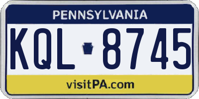 PA license plate KQL8745