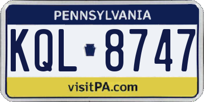 PA license plate KQL8747