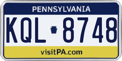 PA license plate KQL8748