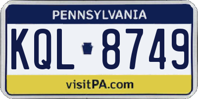 PA license plate KQL8749