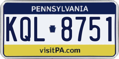 PA license plate KQL8751