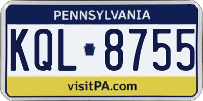 PA license plate KQL8755